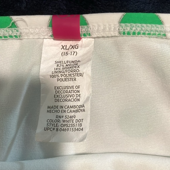 Ocean Pacific Poka Dot Bikini Green on White Size XL 15/17 Juniors - Picture 3 of 5